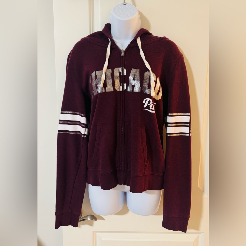 Victoria's Secret Burgundy Hoodie with Silver Details